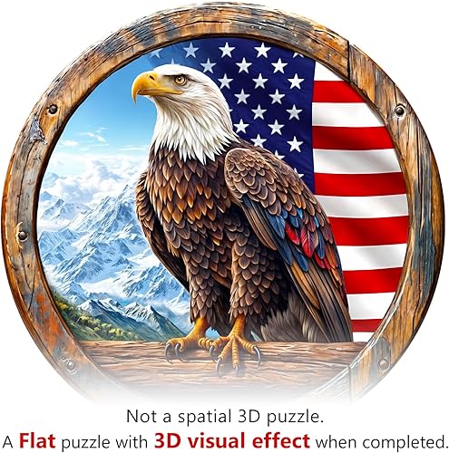 Miniatura 4 de KAAYEE Wooden Puzzles for Adults, 3D Vision Effect Bald Eagle Wooden Jigsaw Puzzle Unique Shape Wood Puzzle Adult, Flat Puzzle Birthday Fathers