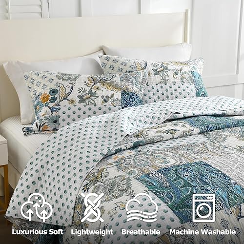 Miniatura 3 de DURLENGEN Juego de edredón beige tamaño King de 3 piezas, moderno patrón de tejido de cesta, colcha y cubrecamas ultra suaves, juegos de colcha