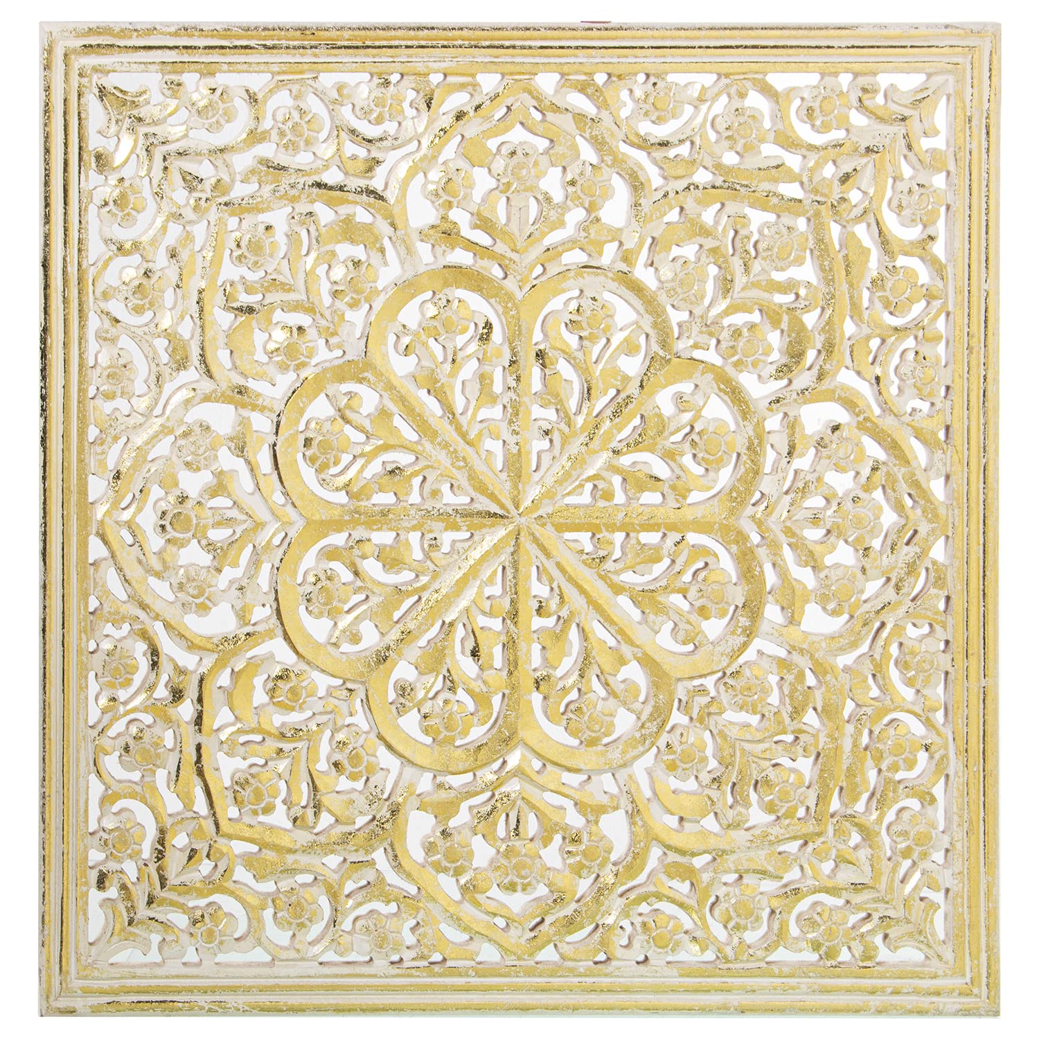 Retable carrée bois MDF ajouré or pour salon et chambre