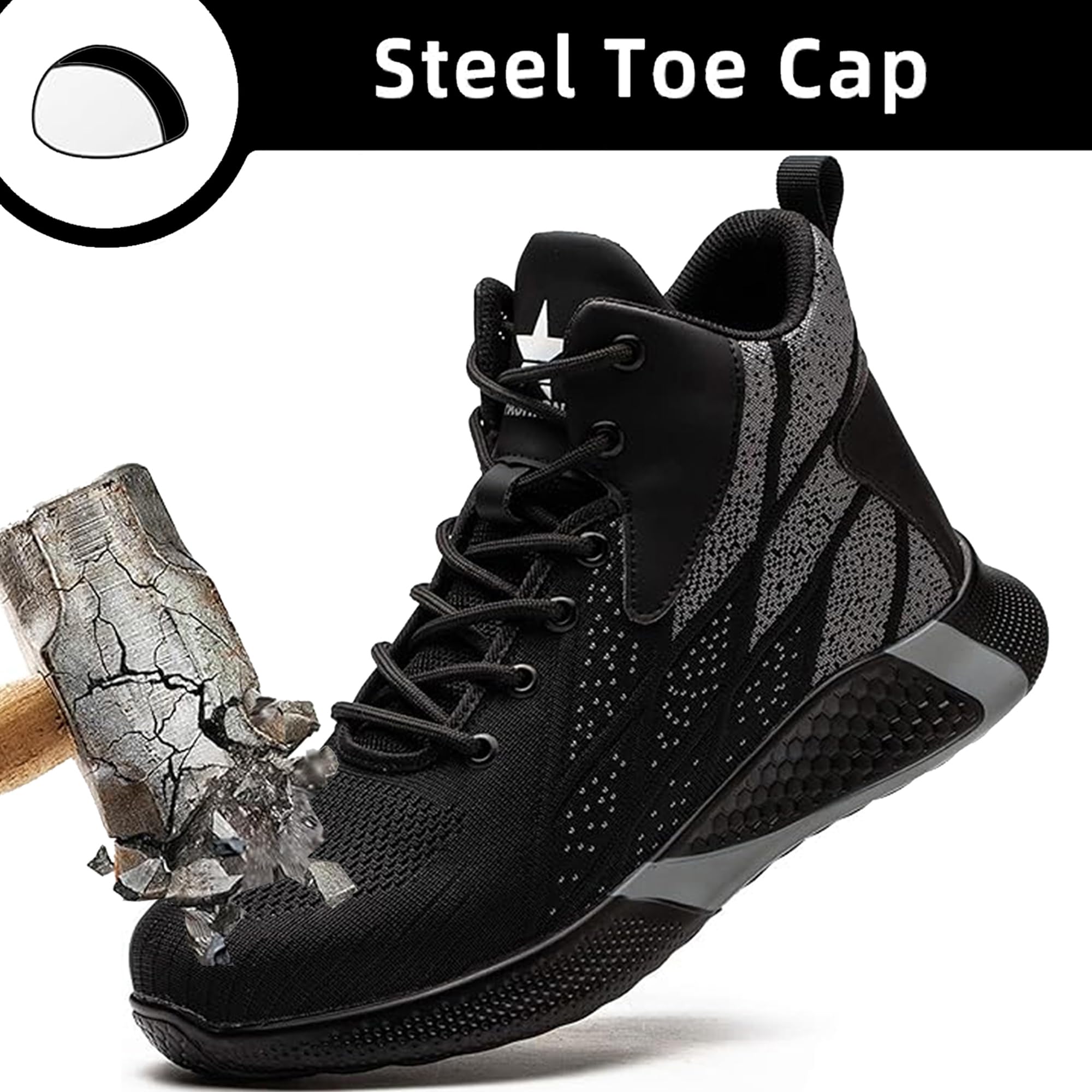 Botas de Seguridad Hombre Mujer Trabajo Ligeras Botas de Trabajo Punta de Acero Calzado de Seguridad Deportivo 35-48 EU