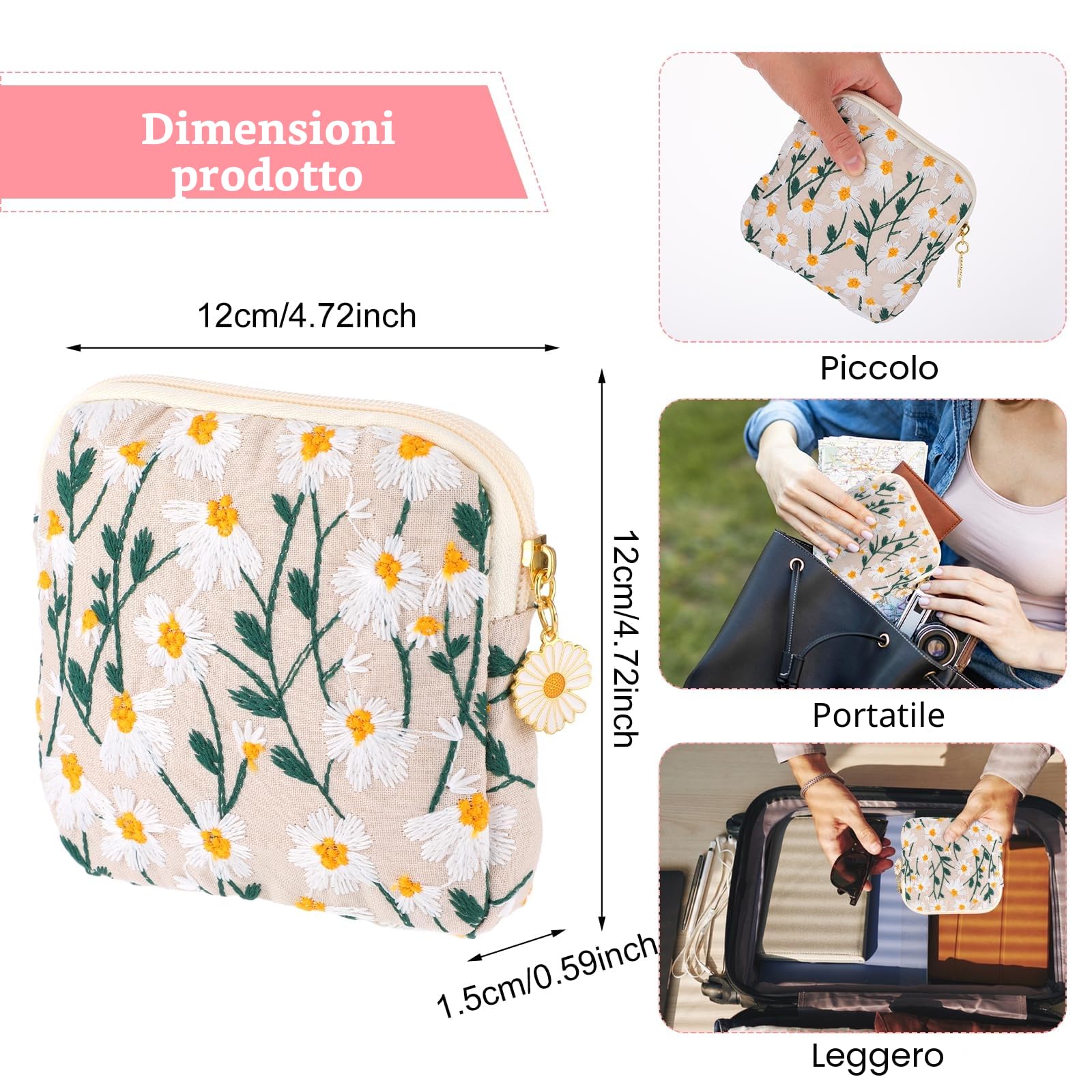 TIESOME Borsa Porta Assorbenti Impermeabile 2 Contenitori per Assorbenti Igienici con Cerniera