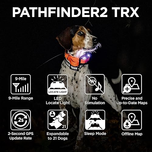 Miniatura 3 de Dogtra Pathfinder 2 TRX - Receptor adicional para perro, rastreador GPS LED de cuello azul claro, compatible con reloj inteligente, recargable,