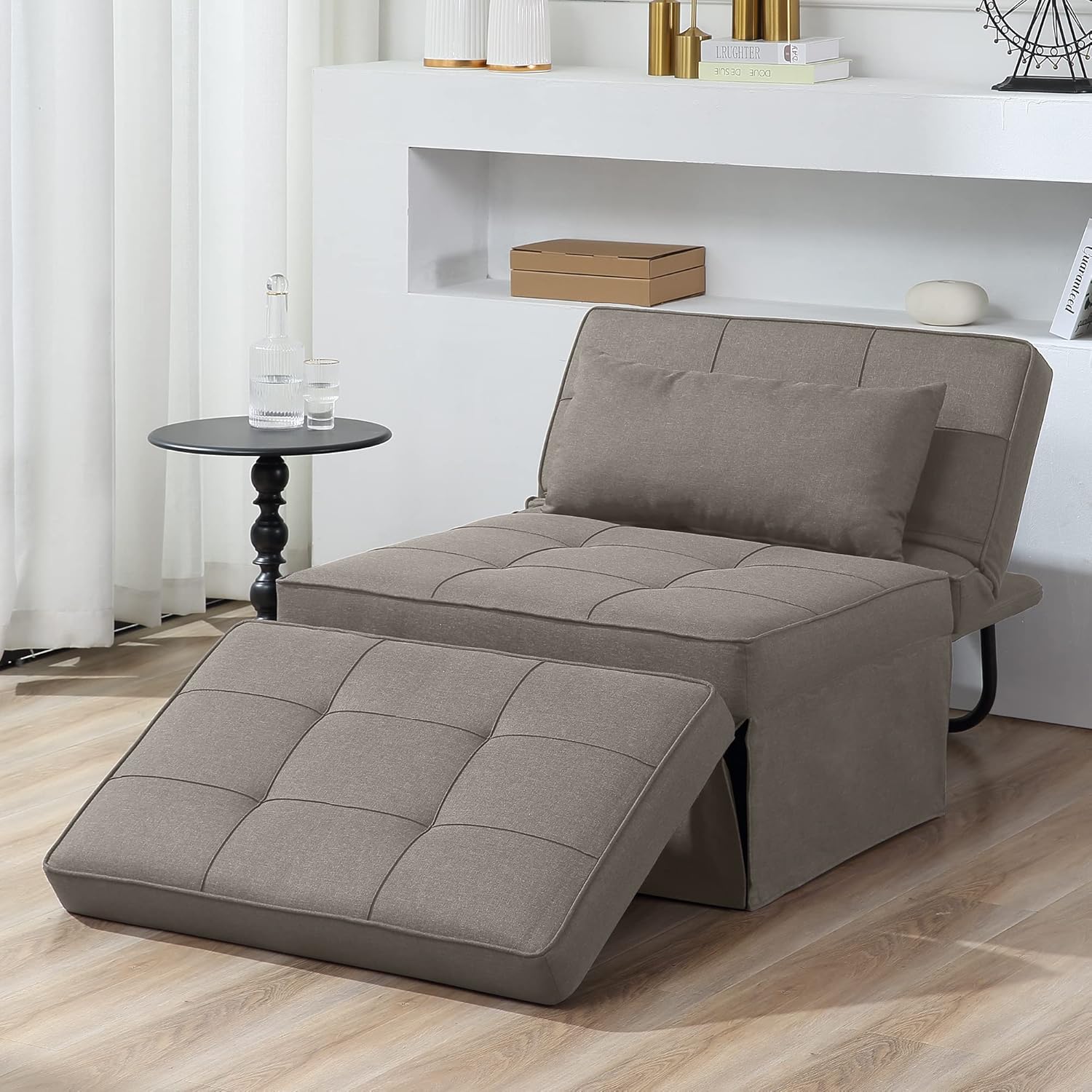 Sofa Bed 4-in-1 Folding Ottoman with Adjustable Backrest