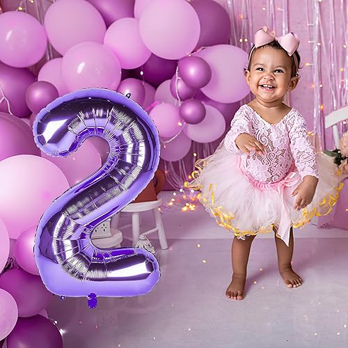 Miniatura 4 de Globo de 3 números púrpura de 40 pulgadas, globos de tercer grado de Mylar para niños de 3 años de edad, decoración de fiesta de cumpleaños, boda,
