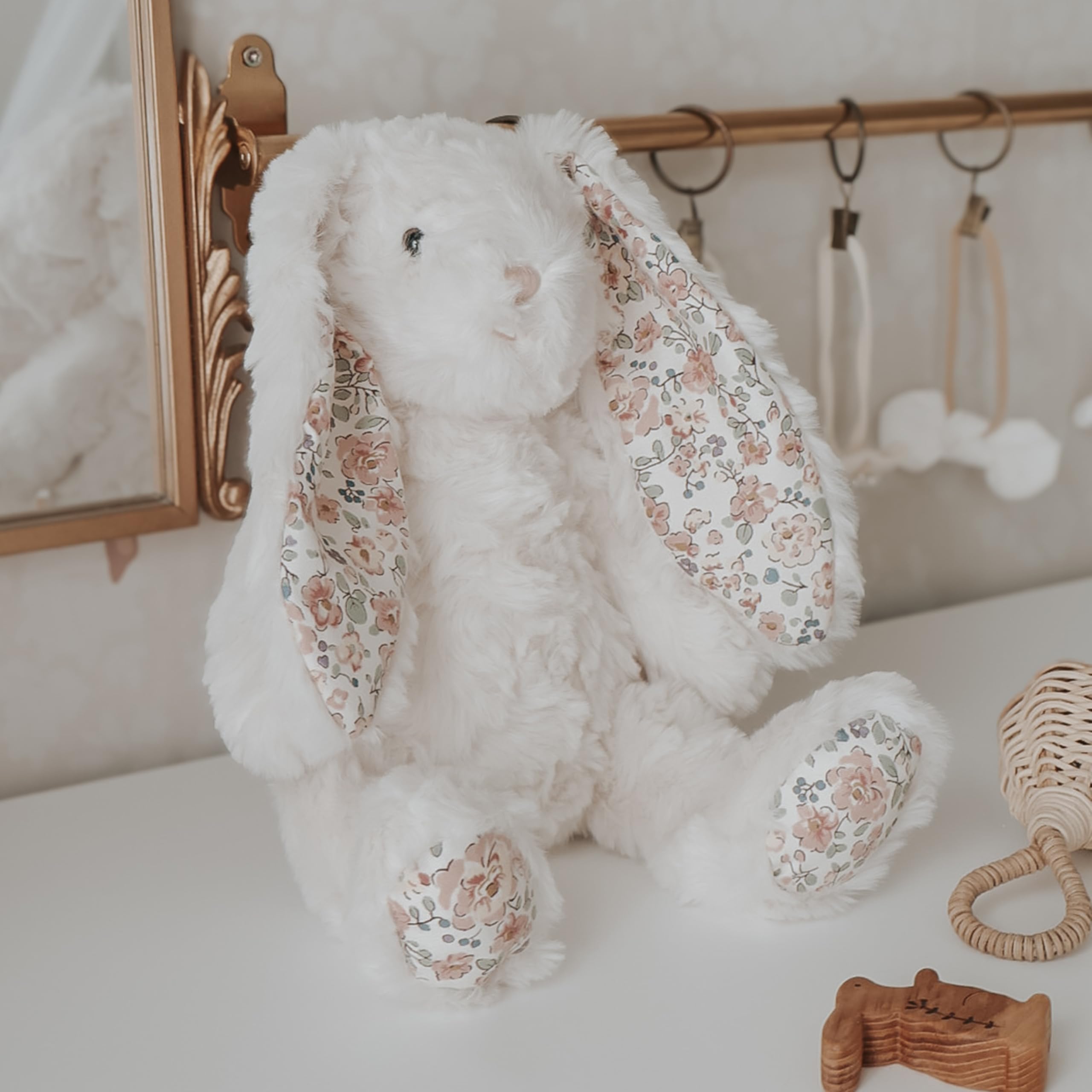MON AMI Faith - Peluche a forma di coniglietto color crema, 38 cm, morbido giocattolo regalo per bambini e neonati, compagno di peluche per giochi e pisolini