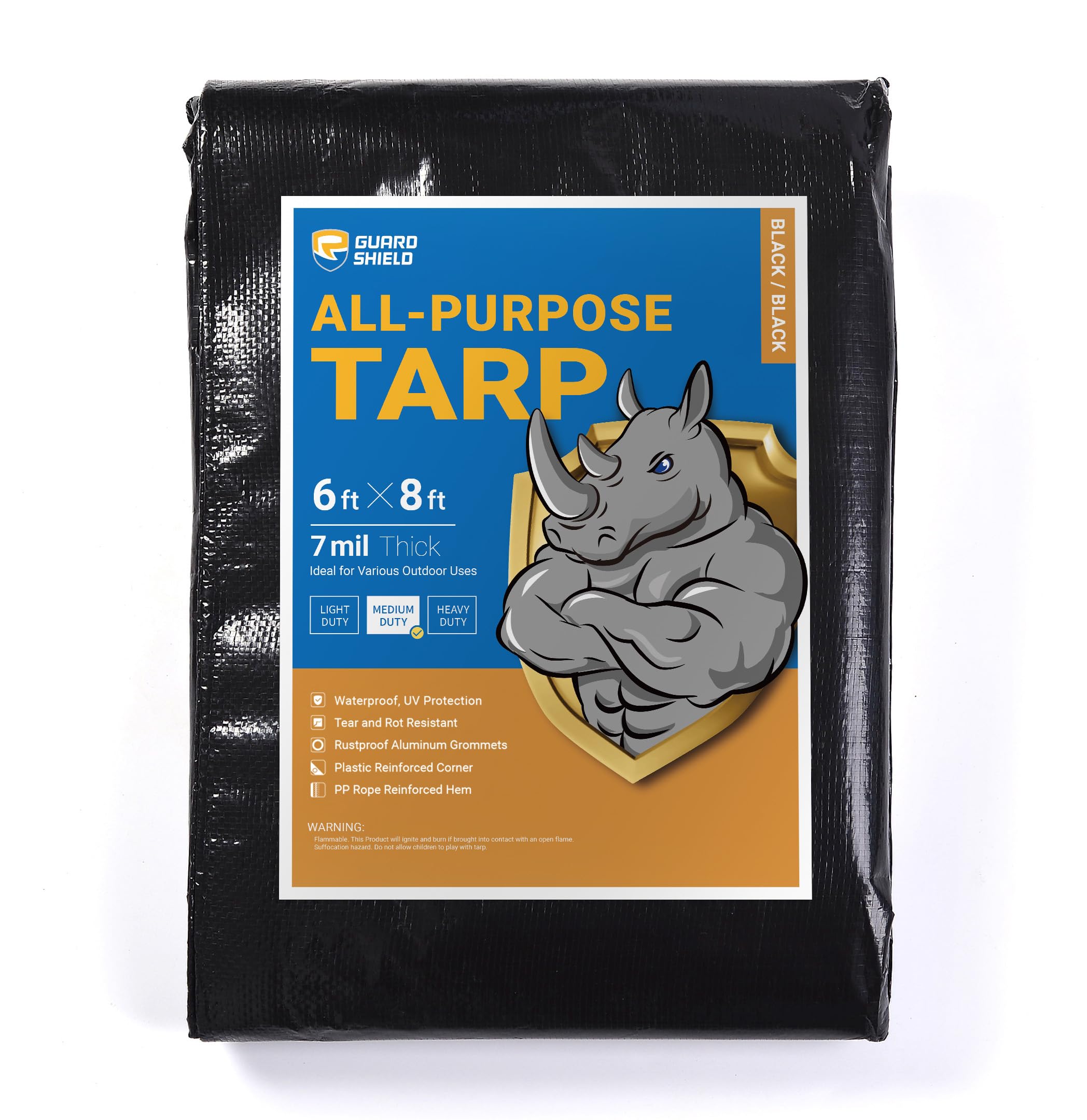 GUARD SHIELD White Tarp 10x12 Feet Medium Duty All Purpose Poly Tarps Cover 7mil — view 84