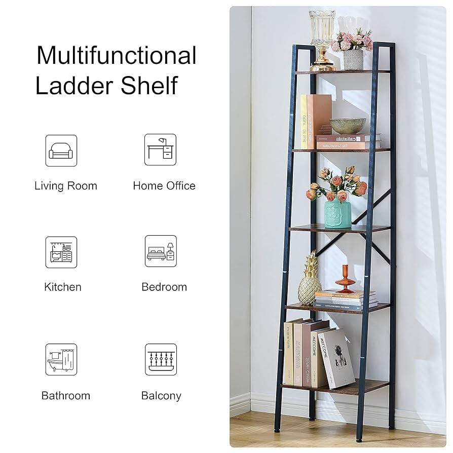 Amazon.com: Hoctieon Industrial Ladder Bookshelf