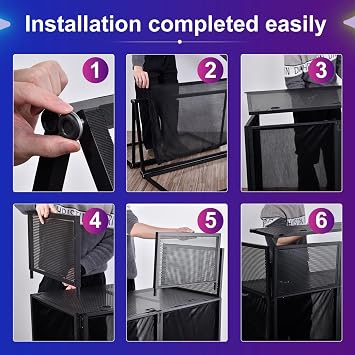 Portable DJ Facade Booth 40x20 Foldable Metal Frame, Black & White Lighting Scrims, Adjustable Feet, DJ Controller Stand & Table Station with Carry Case