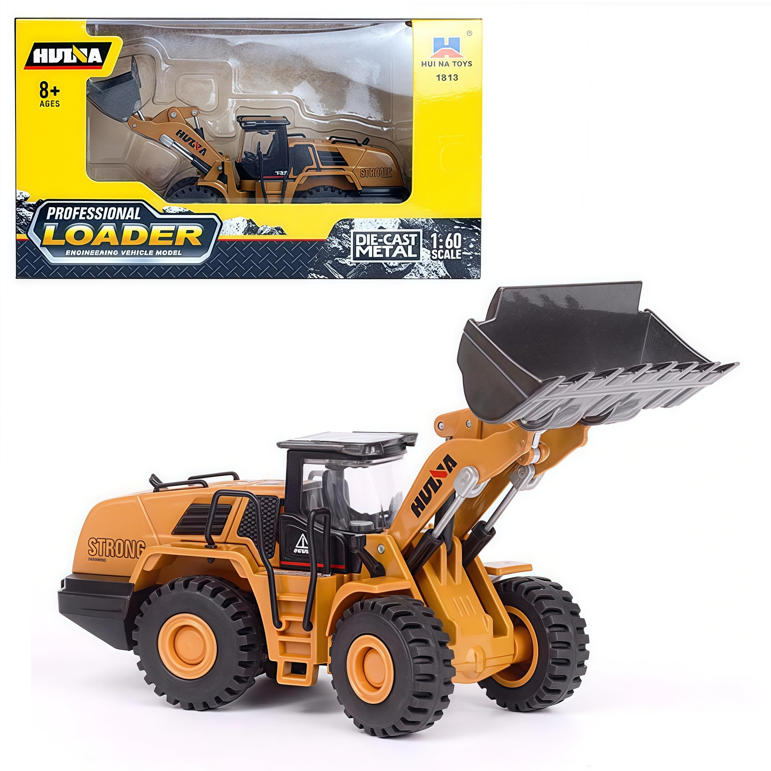 Gemini&Genius Wheeled Loader Heavy Duty Construction Site Vehicle Toys 1:60 Scale Diecast Bulldozer Engineering Shovel Dump Truck Collectible Alloy Model Toys for Kids and Decoration for House