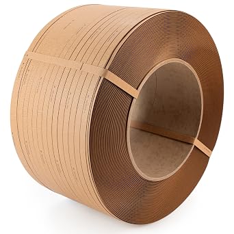 IDL Packaging 1/2" x 6500 Made of 100% Paper Strapping Roll, Machine Grade, 8" x 8" Core, 120 lbs Break Strength - 100% Recyclable Alternative to Polypropylene PP Banding - Flexible Packing Straps
