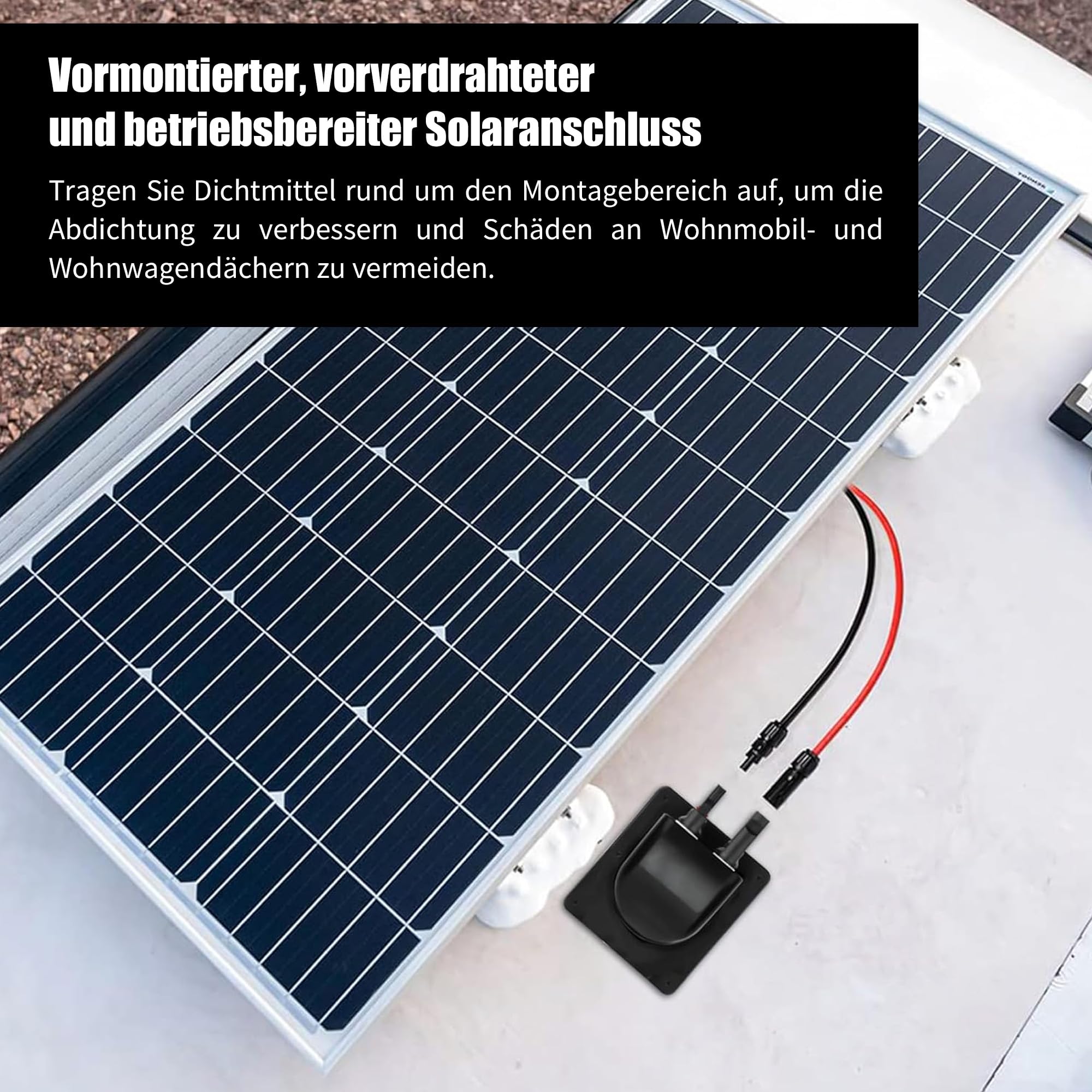 Dachdurchführung Solar Wohnmobil ABS Wasserdicht: Wasserdichte Kabelbox mit 10Ft 10AWG PV-Solarkabel für Wohnmobil Boot Caravan Camping zum sicheren Verlegen von Solarmodulen für Reisende