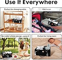 Vista 6 de Organizador de pañales para bebé para niña o niño, gran cesta de almacenamiento para guardería, cesta portátil, bolsa porta pañales para cambiador