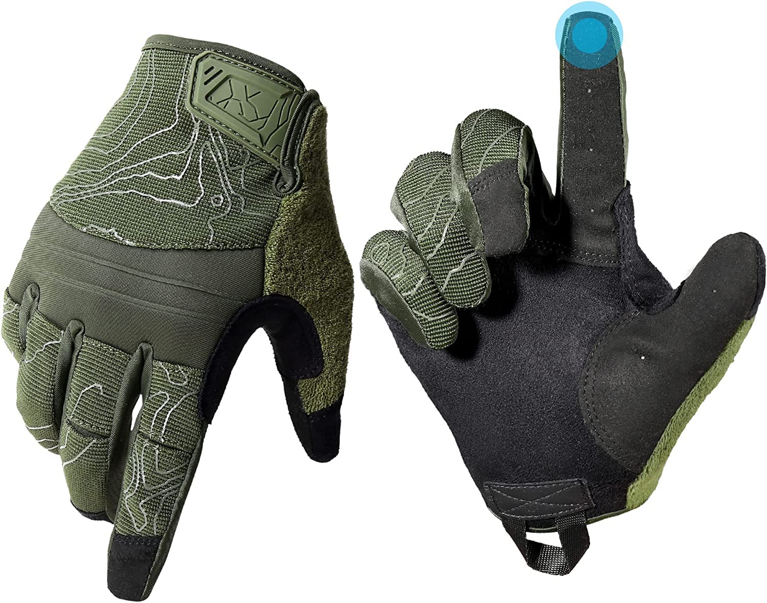 AXBXCX Touch Screen Tactical Gloves Men Full Finger Gloves Protection for Airsoft Paintball Driving Motorcycle Hiking Sports Green Large