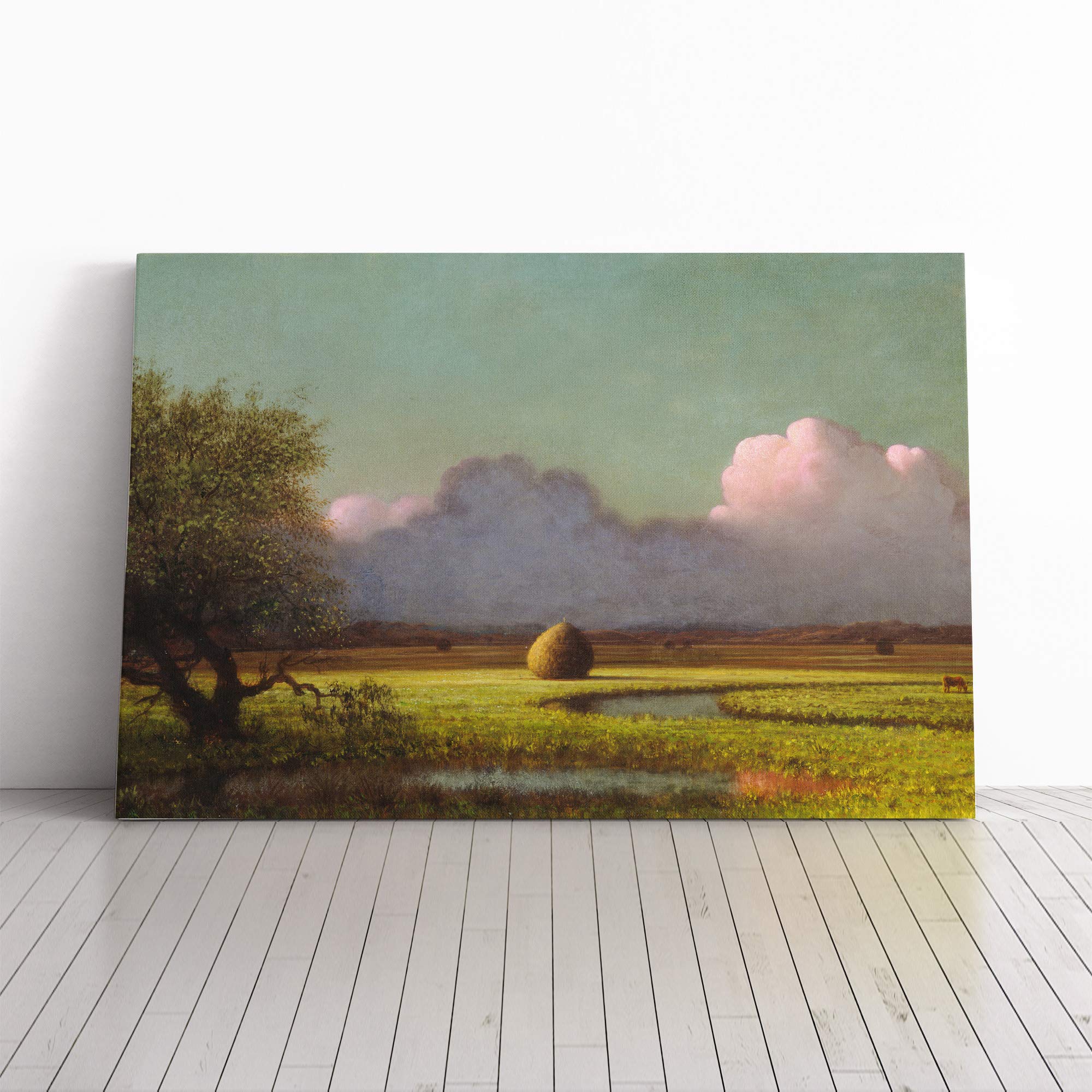 Martin Johnson Heade Sunlight and Shadow, Newbury Marshes Canvas Print | Gallery Wrapped 30mm Frame Wall Art | 24x16 inches | Ready to Hang | Contemporary Picture | Living Room Bedroom Lounge Office