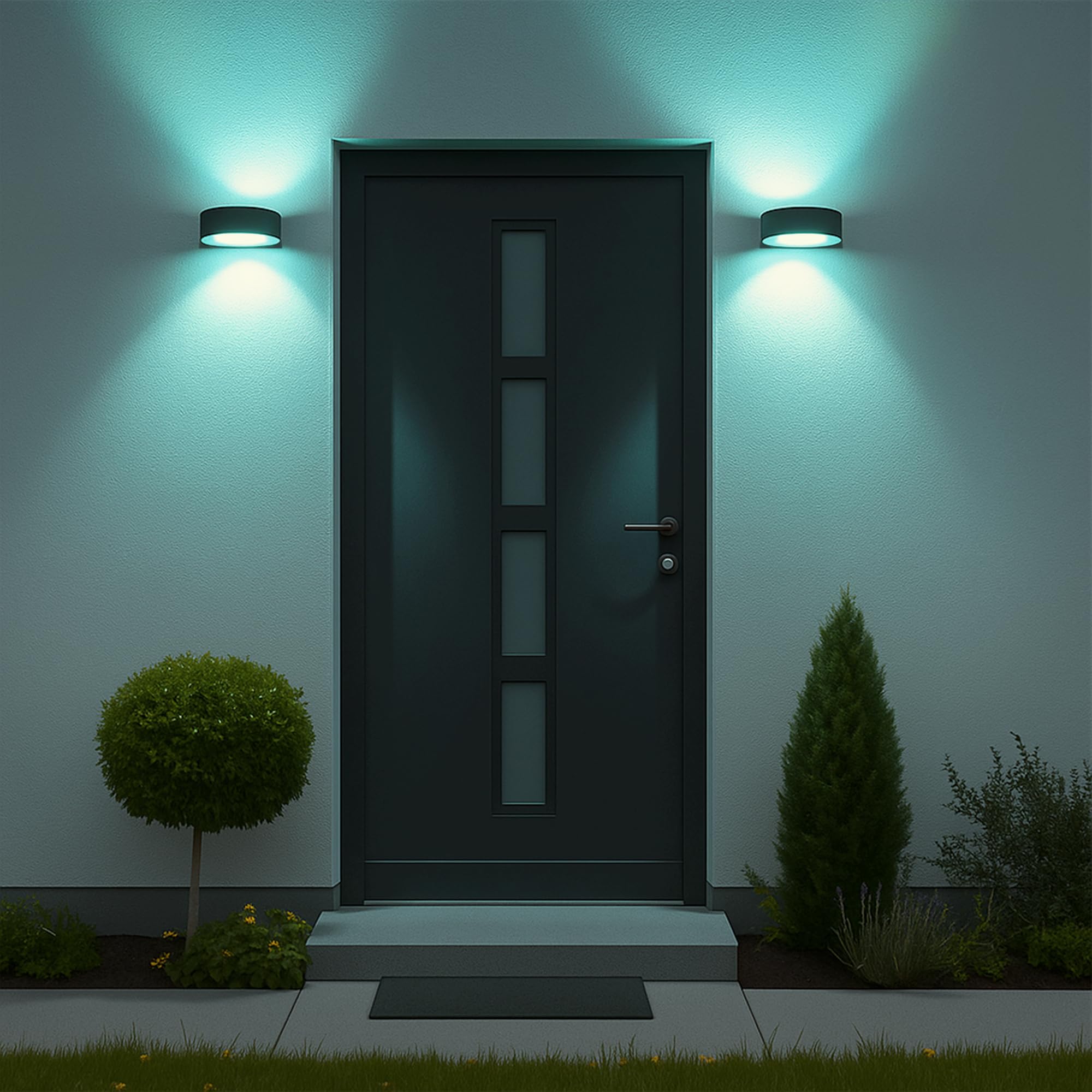 SSC-LUXon 2 Stück LIMO Wandleuchte Außen Smart anthrazit IP44 mit LED Smart RGB CCT E27 dimmbar – Wandlampe Up Down für Hauswand & Balkon