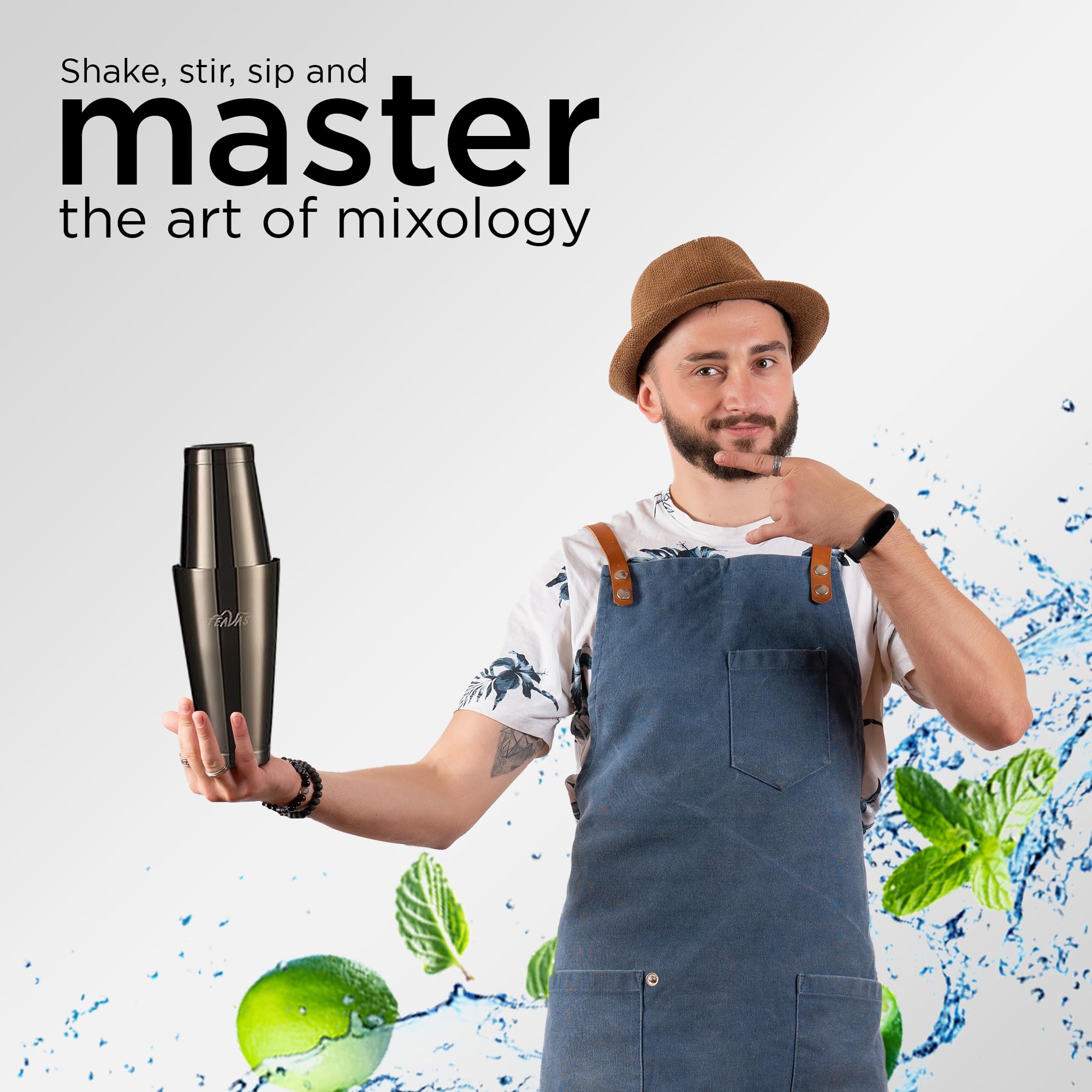 Mixology, kit da barista nero con misurino giapponese e supporto, set da 13 pezzi per preparare cocktail in acciaio inox, shaker Boston, colino, cucchiaio da miscelatore, pestello, bicchieri