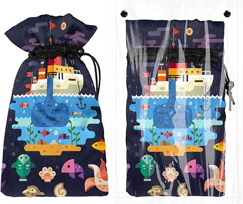 Outdoor Faucet Covers for Winter, 11"H x 6.9" W Thickened Outside Garden Faucet Socks for Freeze Protection, 2 Pack Ocean Underwater Life Sea