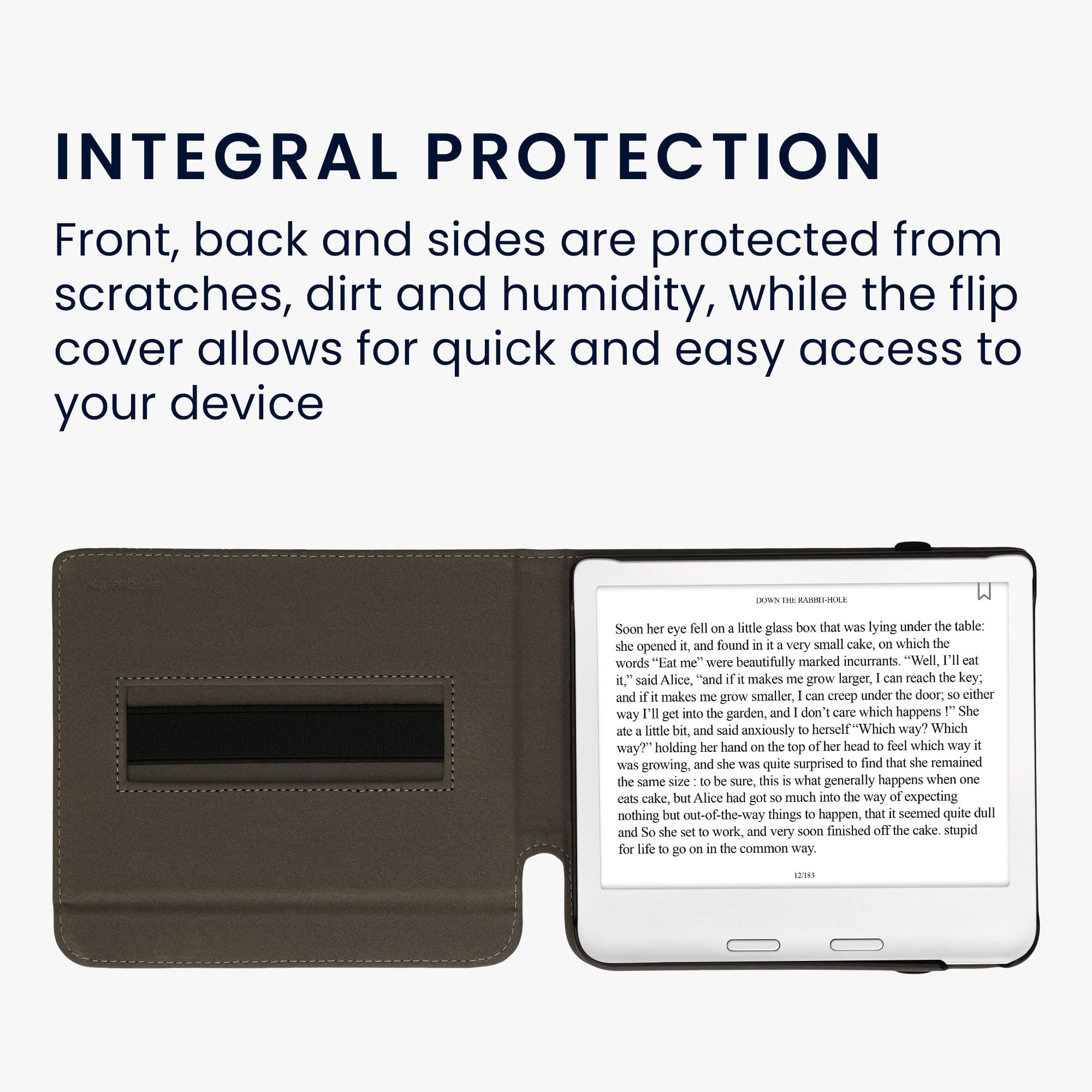 kwmobile Cover Compatible with Kobo Libra Colour Case - Stand + Strap - Travel Black/Multicolor, black / multicolor - Image 4
