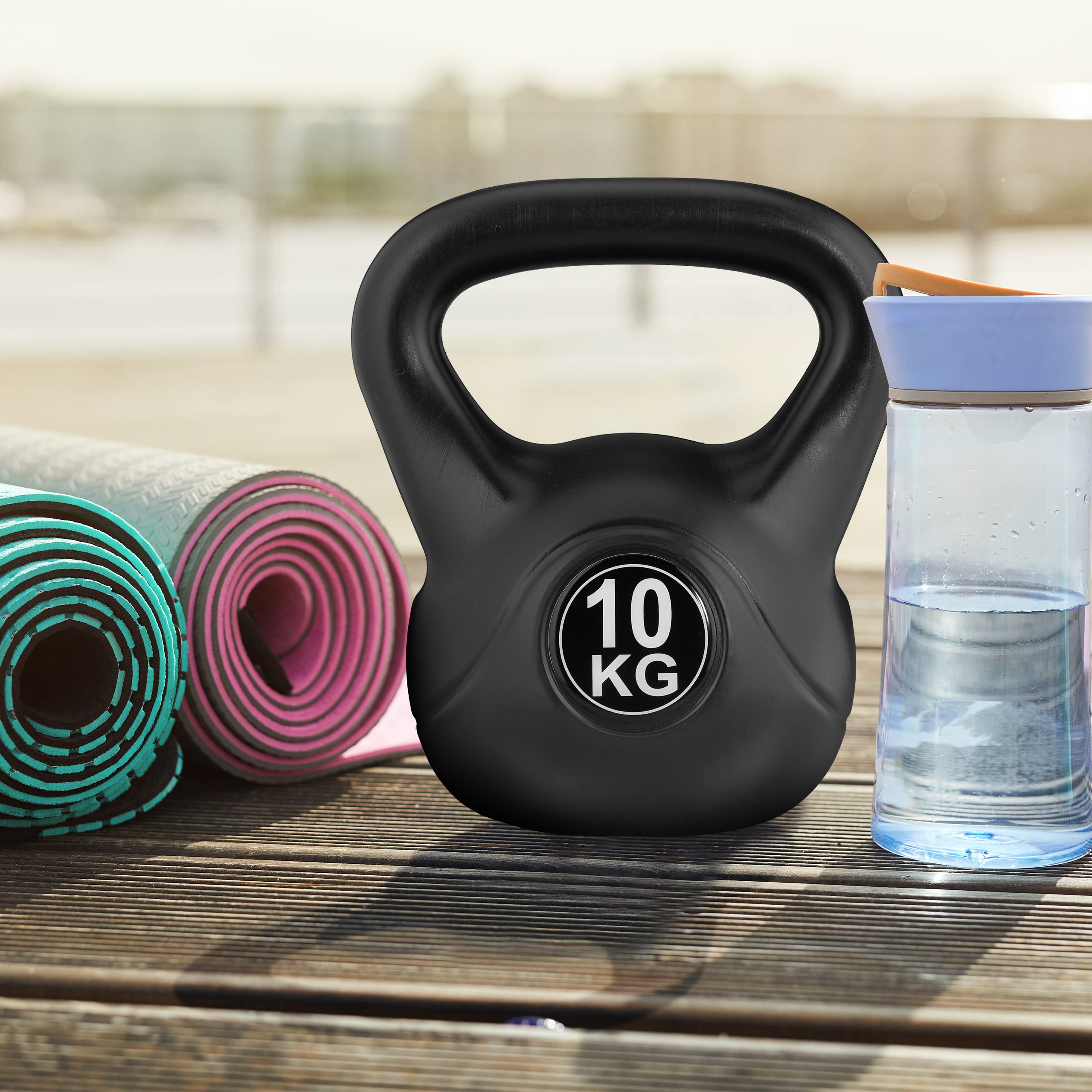 Relaxdays Kettlebell, Kugelhantel Kunststoff, entraînement de fitness, Schwunghantel, femme et homme