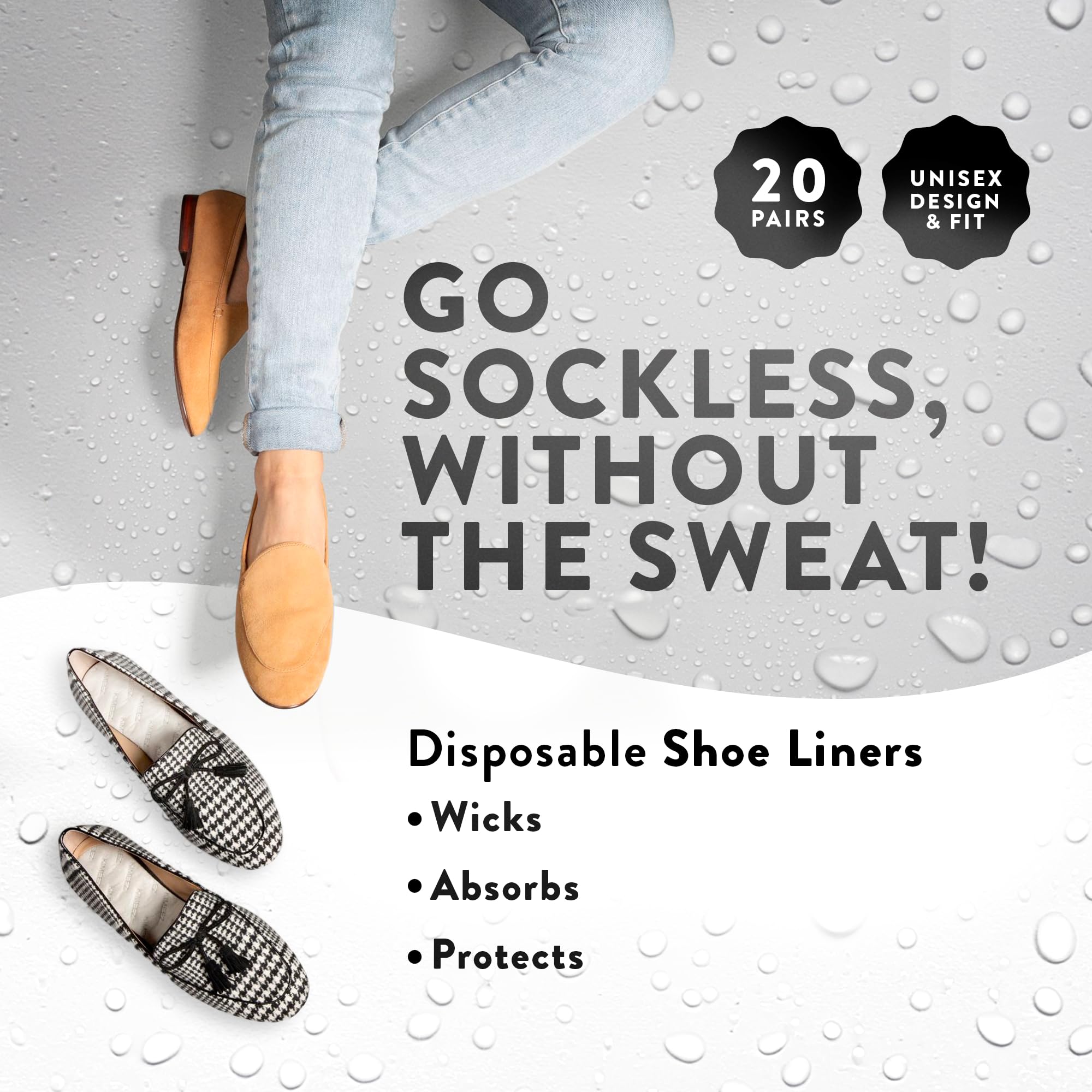 FOOTPALM - Forro desechable para zapatos para pies sudorosos, precortado, inserto de calcetín invisible para mujeres y hombres, absorbe la humedad, antideslizante, sin olor, plantilla ultrafina