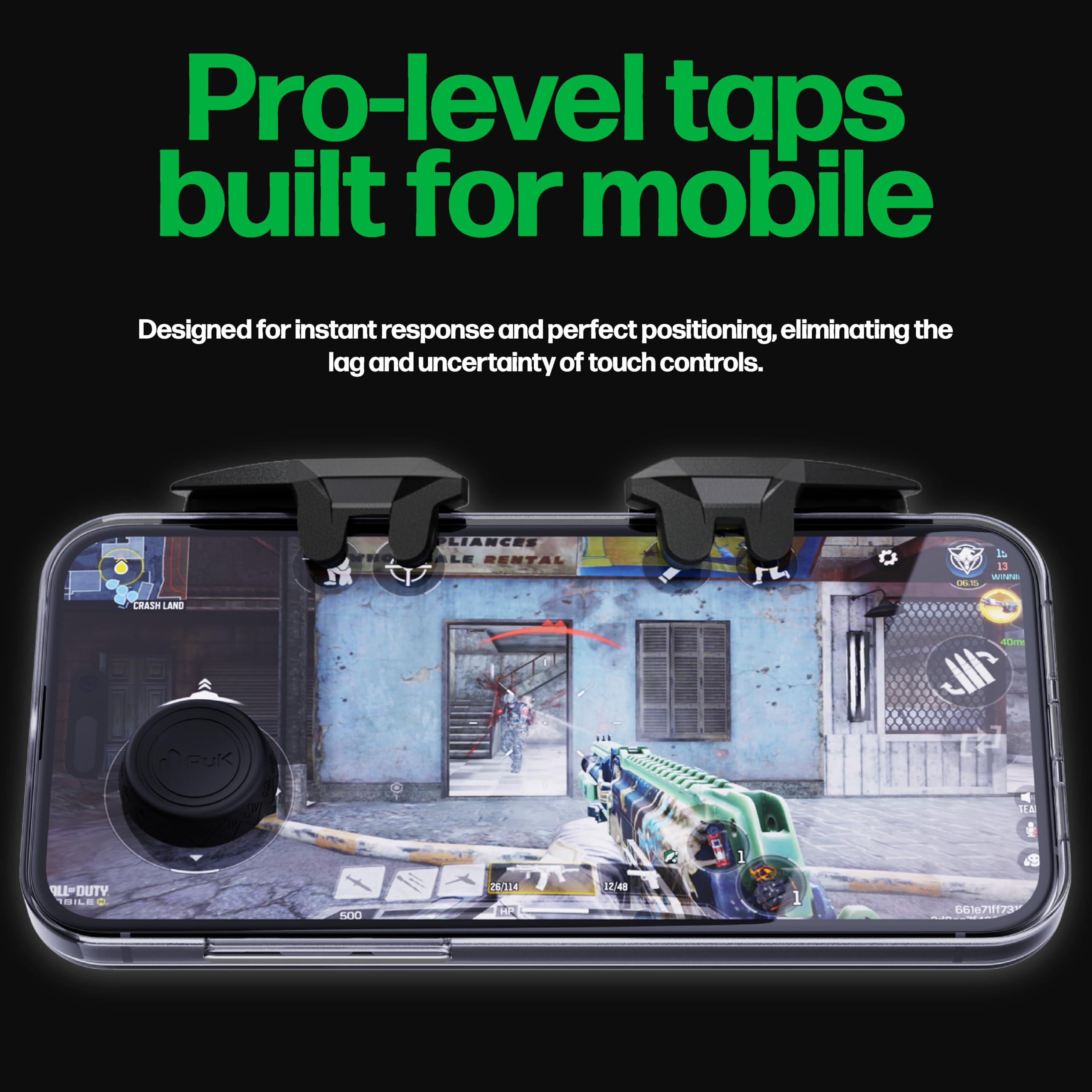 PUK Mobile Gaming Triggers - Clip-On, Zero Delay, Phone Triggers for Gaming - Fortnite, CODM, PUBG Mobile Controller - Game Controller Clip on for Smartphones (iPhone & Android Compatible)