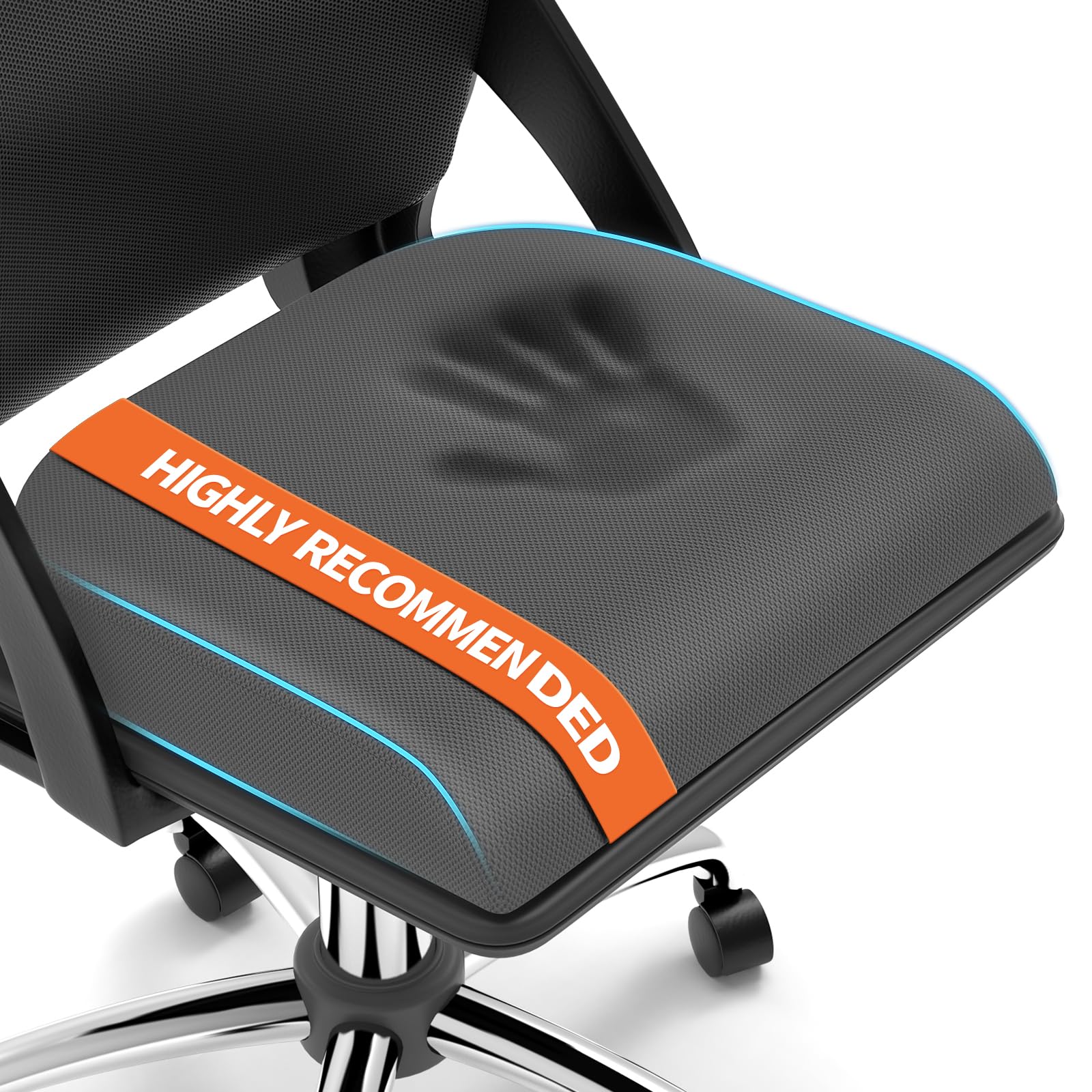 TranquilRelax Large Seat Cushion, Soft Foam Cushion for Long Sitting Hours on Office Chair, Home & Car, Non-Slip Chair Pad for Relieving Back & Sciatica & Hip & Coccyx Pain (Grey)