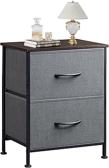 WLIVE Nightstand, 2 Drawer Dresser for Bedroom, Small Dresser with 2 Drawers, Bedside Furniture, Night Stand, End Table with Fabric Bins for Bedroom, Closet, Entryway, College Dorm, Dark Grey