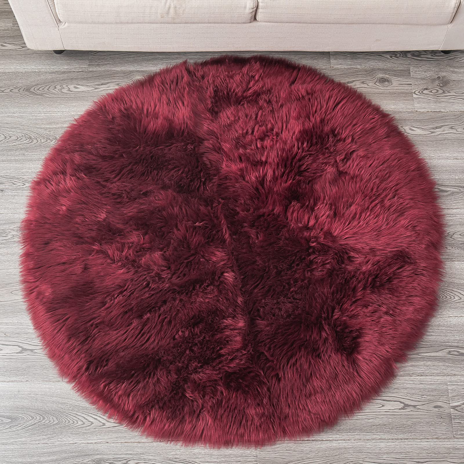 Tapis rond en fausse fourrure tapis de sol doux décoration de chambre