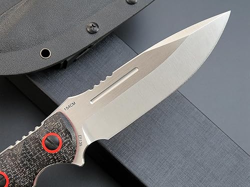 Miniatura 4 de Eafengrow EF139 Cuchillo de hoja fija de 60.6 in, hoja de acero, mango de micarta, espiga completa, resistente, EDC recto, cuchillo para trabajar en
