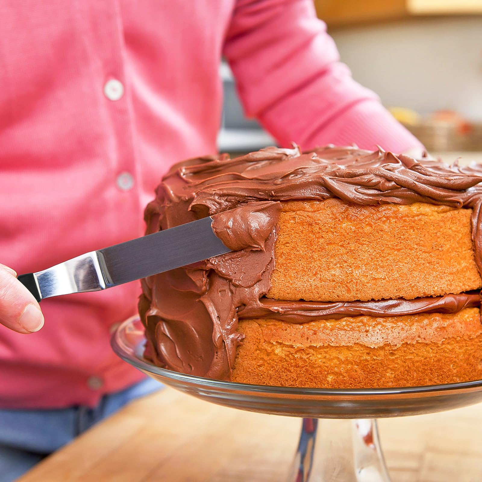 Zuckergussspatel, 3 Stück Streichpalette Set Edelstahl-Kuchenspatel Abgewinkelte Zuckergussspatel mit 6 Zoll, 8 Zoll, 10 Zoll Edelstahlklingen und 4 Stück Kuchenglätter-Schaber für Kuchendekoration