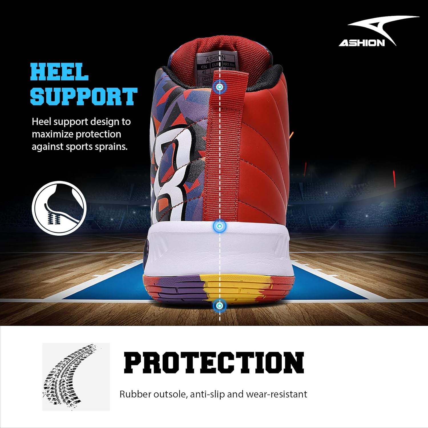 ASHION Mens Basketball Shoes High Top Streetball Lightweight Outdoor Sneakers Cushioning Shoes for Team Sports Athletic - Image 5