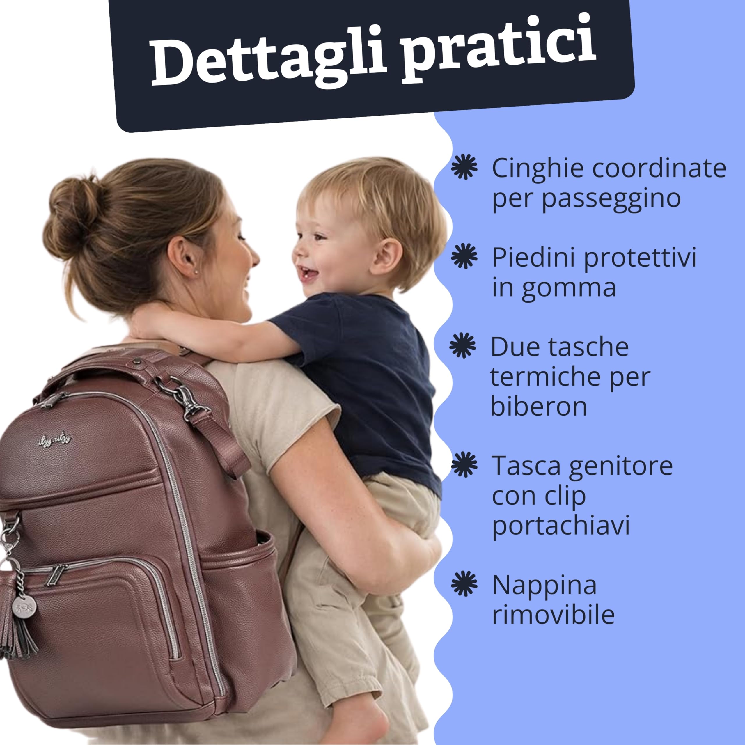 Itzy Ritzy Zaino Fasciatoio | Borsa Cambio con Materassino | Grande abbastanza per il loro mondo, organizzato per il tuo | 19 Tasche, Portabiberon Termici, Ganci Passeggino | Caffè e Panna