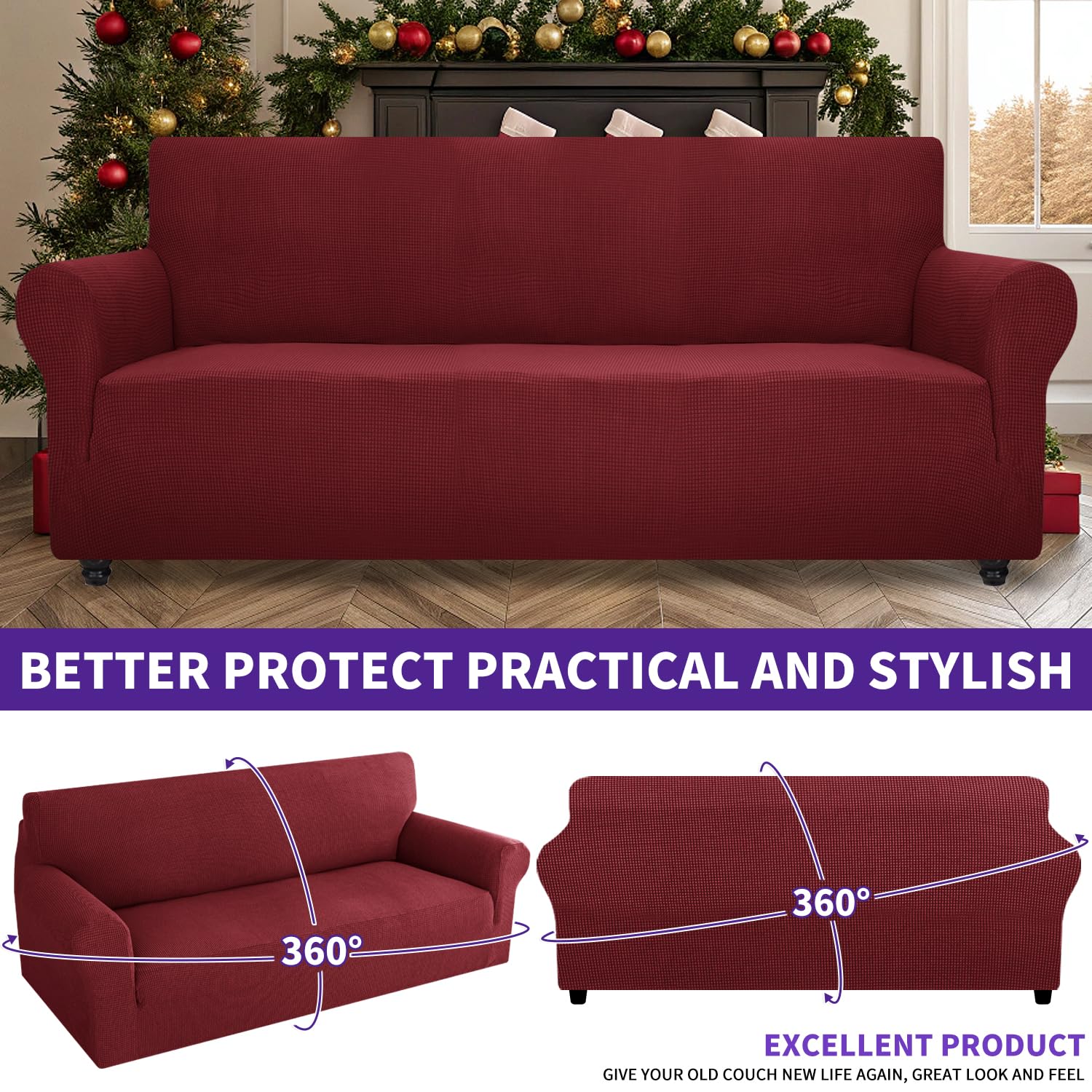 デザイナーソファーとカバー Amazon｜ZNSAYOTX スーパーストレッチカウチカバー(72インチ~92インチ