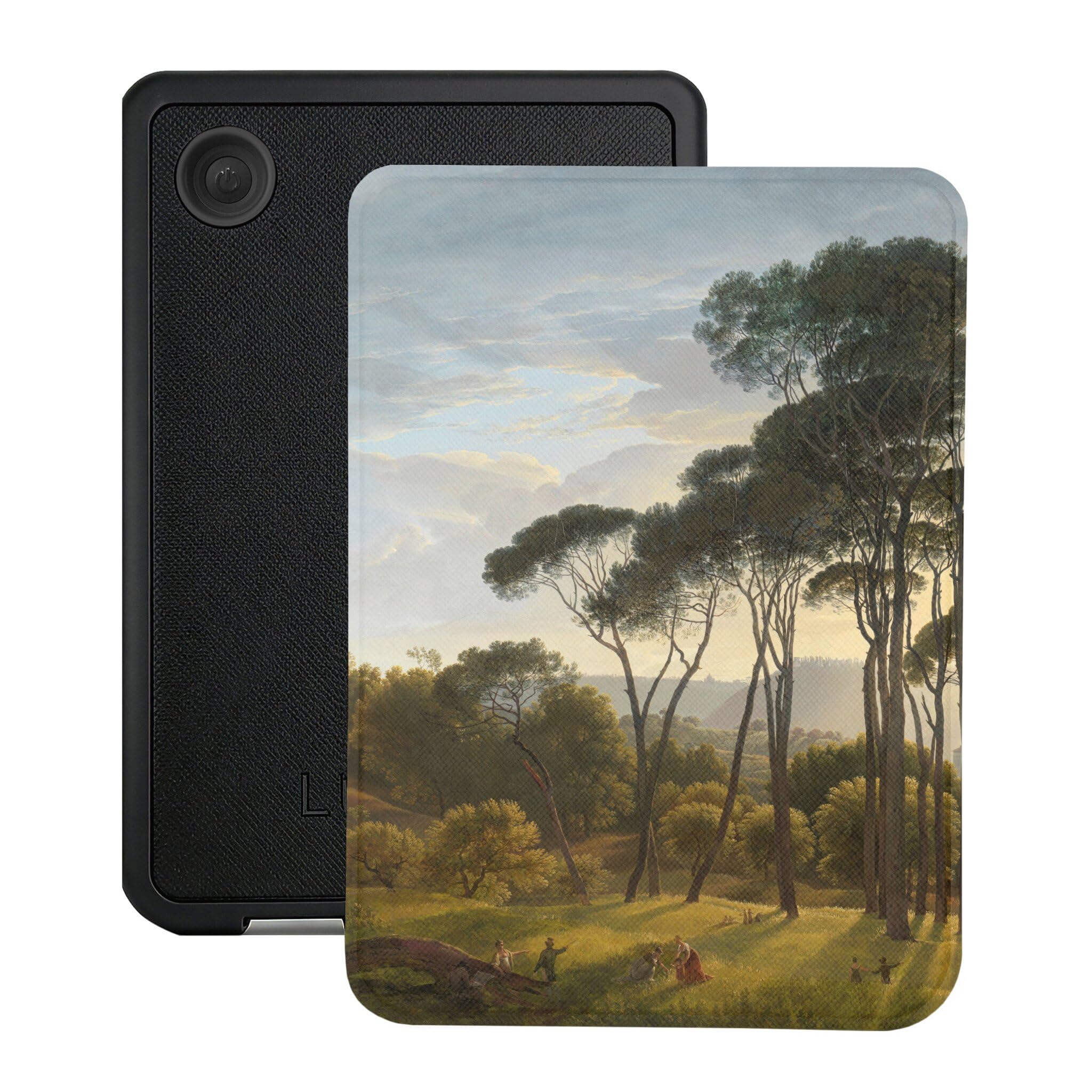 Lunso Compatible avec Kobo Clara BW/Clara Colour Case (6 pouces) - Housse Vegan Saffiano Cuir Sleep Cover - Paysage italien