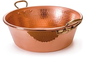 Mauviel M'Passion 1.2mm Hammered French Copper Jam Pan with Brass Handles