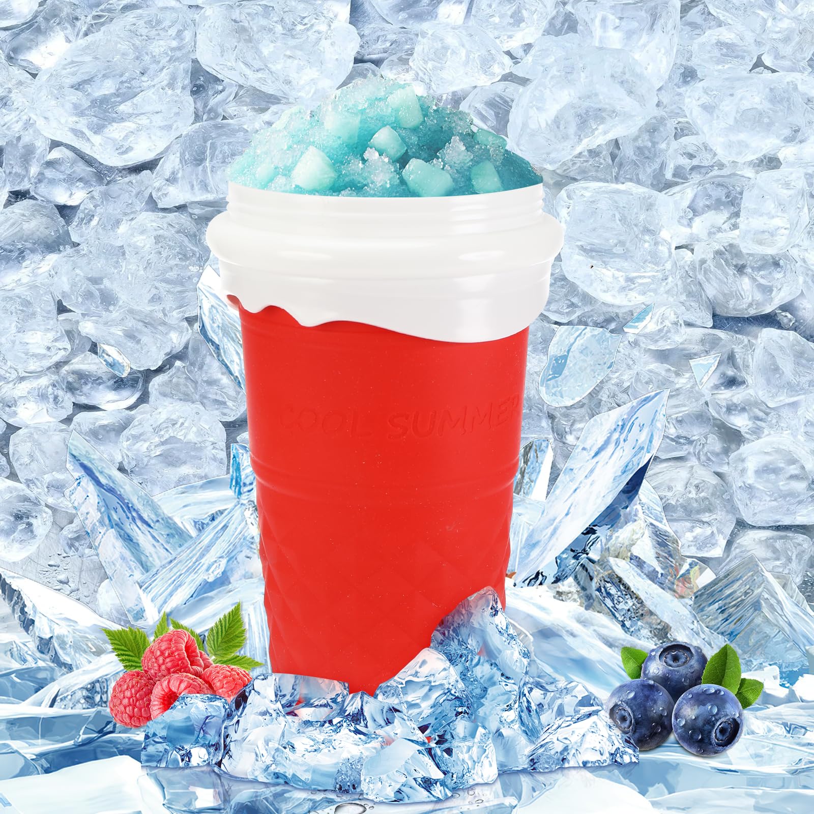 Slushy Maker Cup, Macchina per Granita In Silicone, Con Cannuccia E Cucchiaio 2 In 1, Frozen Magic Squeeze Cup In Silicone, Per I Frullati Fatti In Casa(rosa)