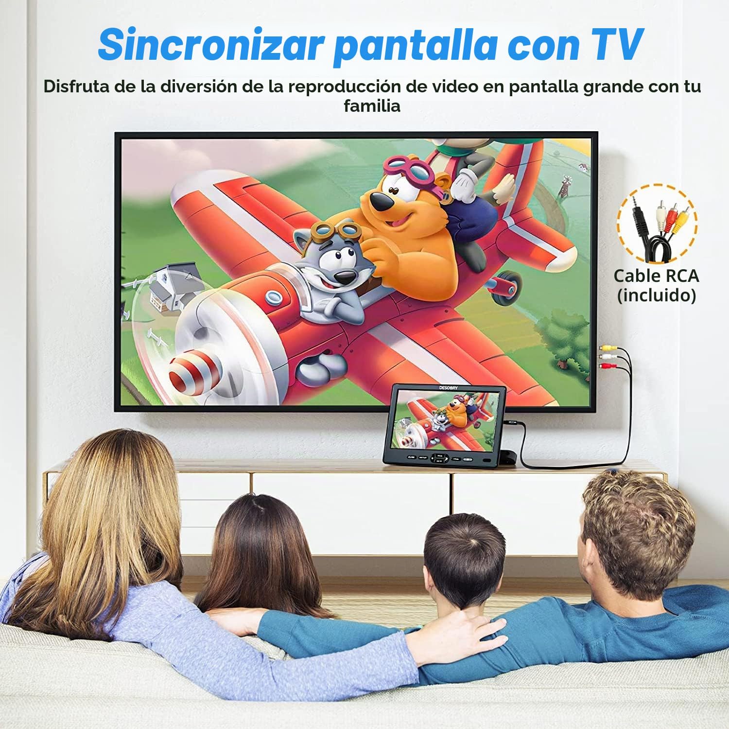 Reproductor de DVD para Coche 10,5 Pulgadas, DESOBRY Pantalla del vehículo, 2 Pantallas, Almohada para la Cabeza, 2 Auriculares hdmi, Entrada de Cable AV,1080p, USB/SD, Last Memory