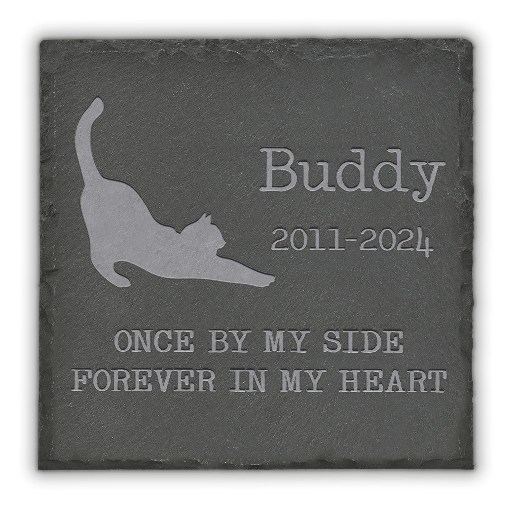 Zmoicky Personalized Cat Memorial Stone, Cat Statue, Cat Memorial, Loss of a Pet Cat, Cat Loss Gift, Cat Remembrance, Cat Keepsake Memorial - Square