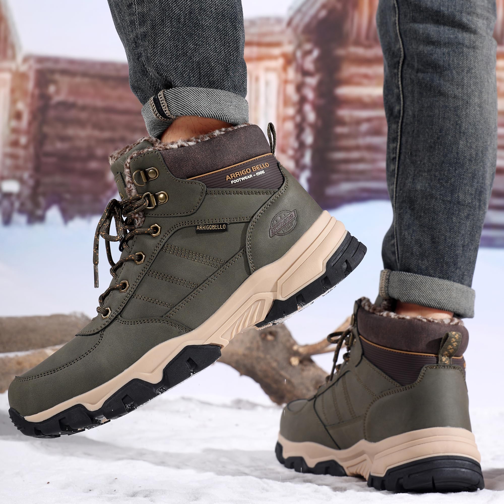 ARRIGO BELLO Botas Hombre Invierno Botines Nieve Antideslizante Piel Cálida Trekking Montaña Outdoor Zapatos Talla 41-46