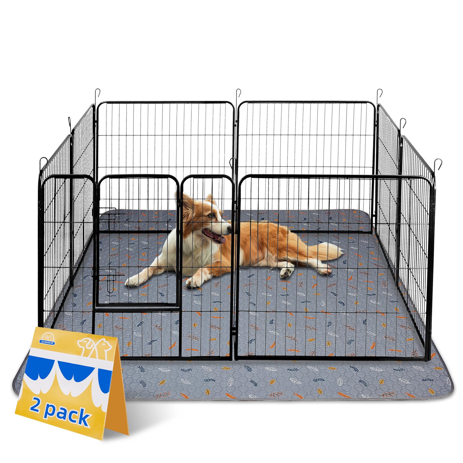 Sunheir Washable Pee Mats for Dogs - Large 48" x 48" 2-Pack Reusable Puppy Pads, Absorb Dog Mats, Whelping Pad, Non-Slip, Protects Urine Leakage (Light Grey, 48x48)