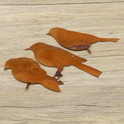 Miniatura 6 de 4 piezas de metal oxidado, pájaros, decoración de pájaros oxidados, simulación de metal para adornos de jardín, decoración del hogar, silueta al