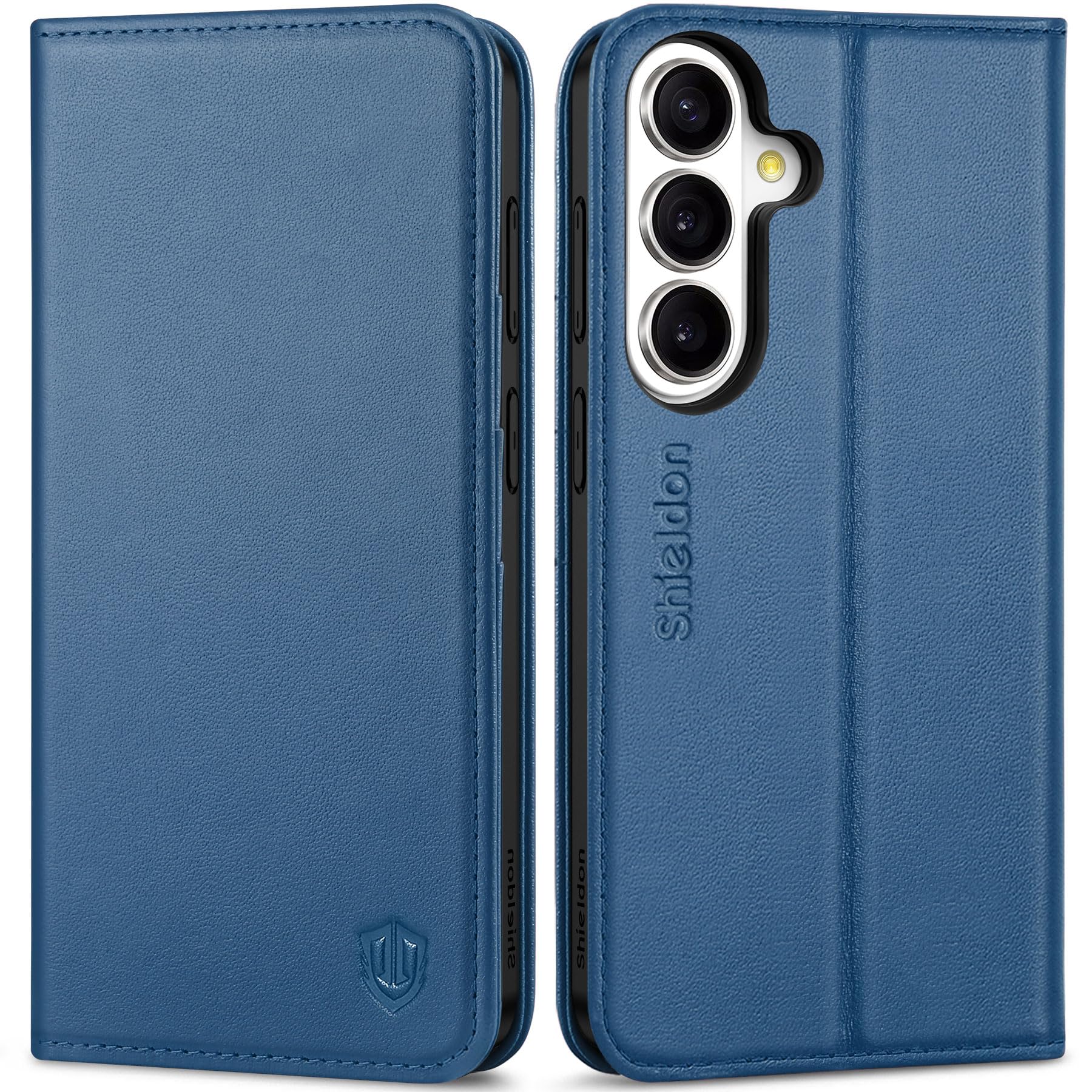 – SHIELDON Wallet Case for Galaxy S26 5G, Genuine Leather Flip Folio [Card Holder][Kickstand][RFID Blocking][TPU Inner Shell] Magnetic Shockproof Cover Compatible with Galaxy S26 6.3" - Royal Blue
