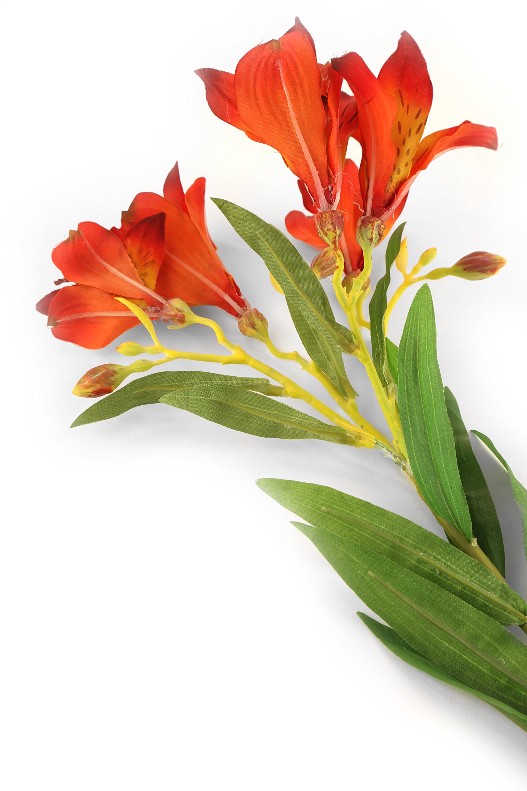 Floral Elegance Artificial 74cm Single Stem Deep Orange Peruvian Lily Flower - Image 2