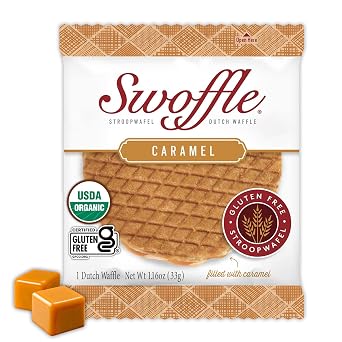 Gluten Free Certified Organic Individual Wrapped Stroopwafels by Swoffle - Single Sample Cookie, Caramel - | One 1.16oz Stroopwafel | non-GMO, Wheat Free, Kosher, Soy Free, No Dairy, and Nut Free!