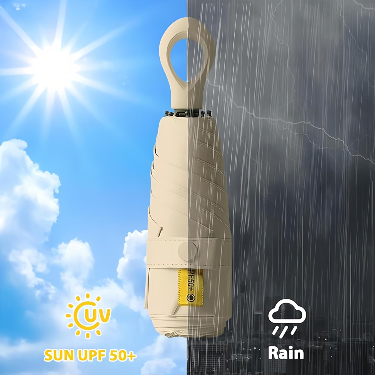 Fuxiqar 2-Pack Travel Mini Compact Umbrella Parasol UV Sun Protection 50+ Small Umbrellas - Image 6