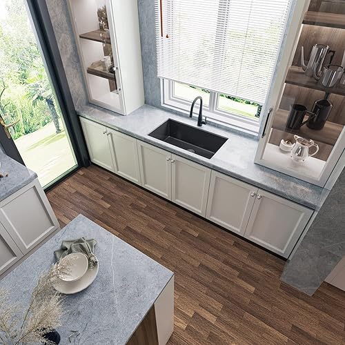 Miniatura 9 de Sinber HU3219S-B - Fregadero de cocina de 32 x 19 x 10 pulgadas con acabado negro de acero inoxidable 304 calibre 18 (solo fregadero)