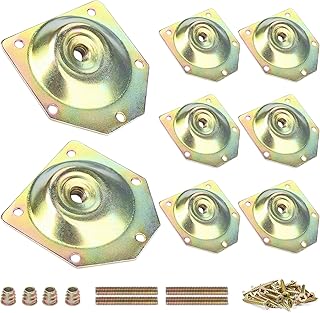 HUTLON 8 Pack Leg Mounting Plates, 12 Degree Angled Furniture Leg Attachment Plates, Metal Table Leg Mounting Hardware, Furniture Leg Mounting Brackets Industrial Strength T-Plate