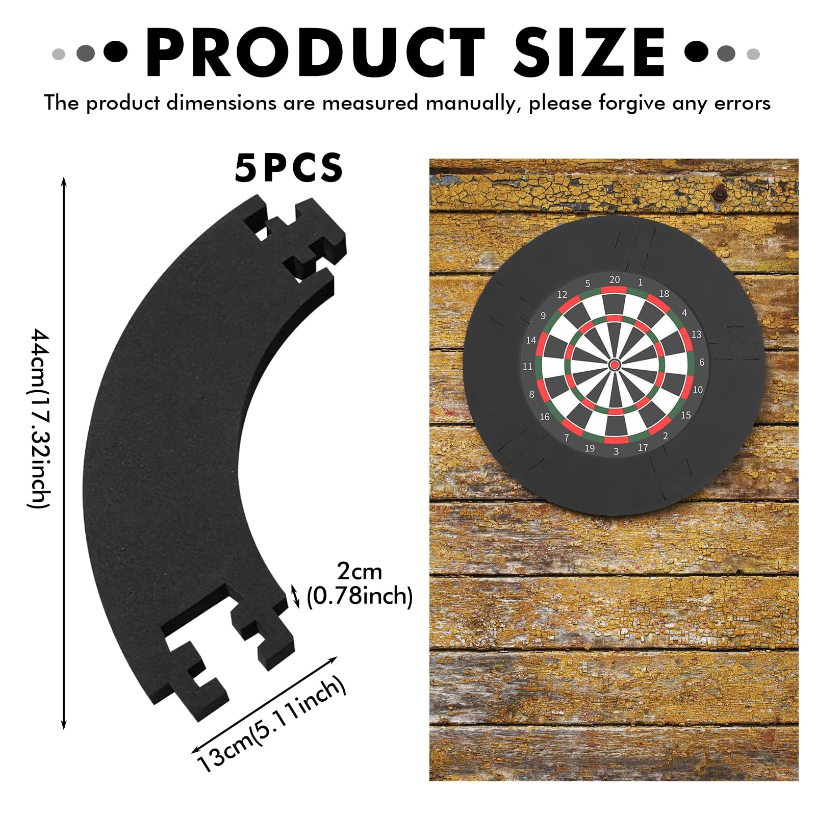 5 pièces de bordure de cible de fléchettes Surround : Anneau de protection pour cible de fléchettes de 45 cm, anneau de protection de cible pour cible de fléchettes, bordure de cible Surround