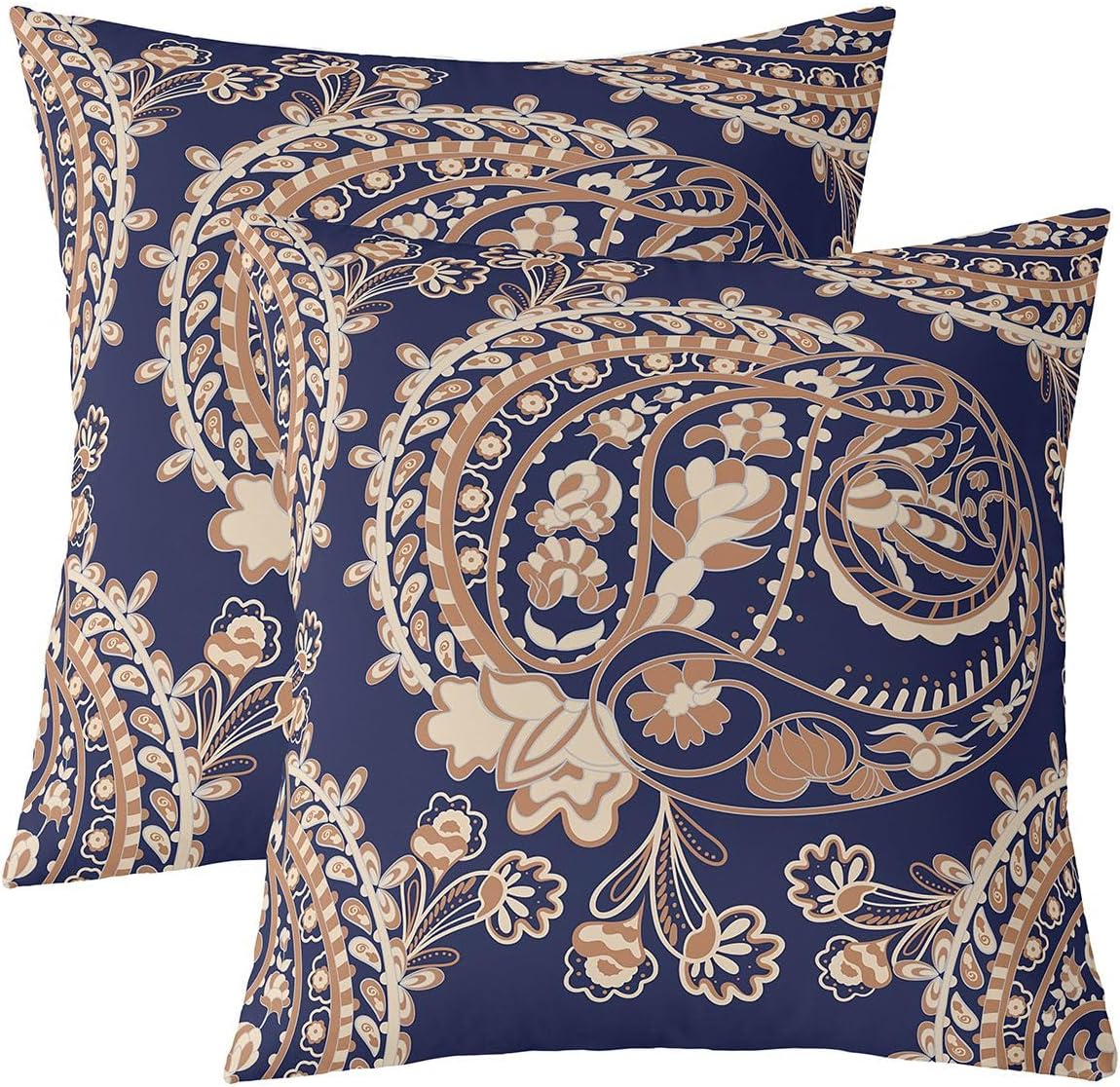 Feelyou Paisley Pillow Cases Cushion Covers Kids Boho Paisley Print Throw Pillow Covers 22"x22" Set of 2 Soft Bohemian Exotic Style Decorative Throw Pillowcases for Indian Style Red Cushion Cases