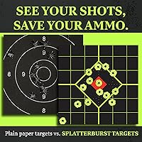 Vista 2 de 12x12 pulgadas calcomanía objetivos de disparo – vea instantáneamente sus disparos en Color Amarillo Fluorescente al momento del Impacto – Ideal